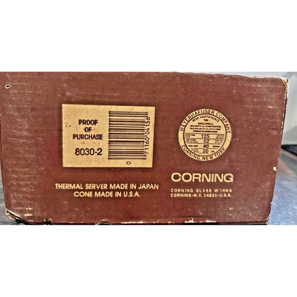 Corning Thermique 1 Qt Thermal Server Coffee Carafe Cone Vintage 8030-2